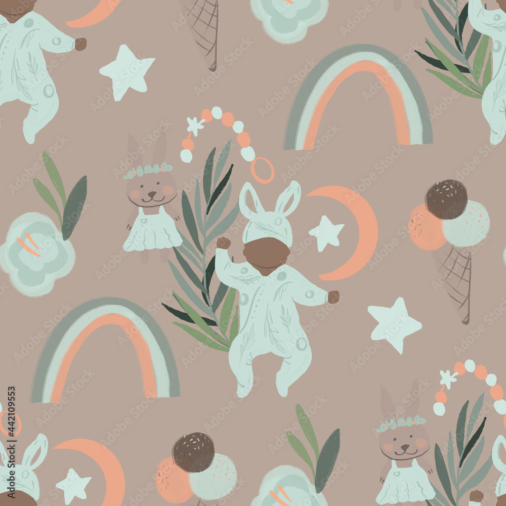 Newborn baby boho modern nursery pattern pattern rainbow Newborn baby boho modern nursery pattern pattern rainbow