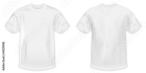 White T-shirts front and back isolated on white background as design template. vector illustration.