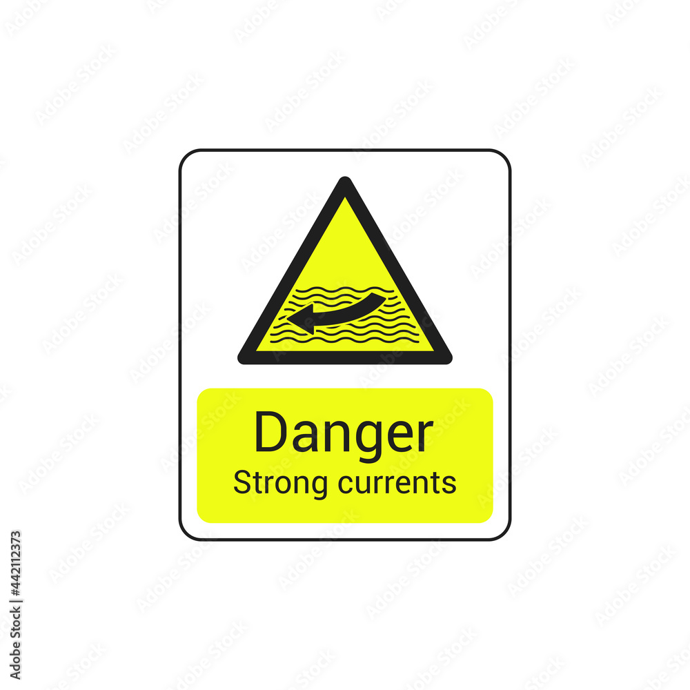 Danger strong currents sign vector icon isolated on white background. Caution symbol modern, simple, vector, icon for website design, mobile app, ui. Vector Illustration Danger strong currents sign vector icon isolated on white background. Caution symbol modern, simple, vector, icon for website design, mobile app, ui. Vector Illustration