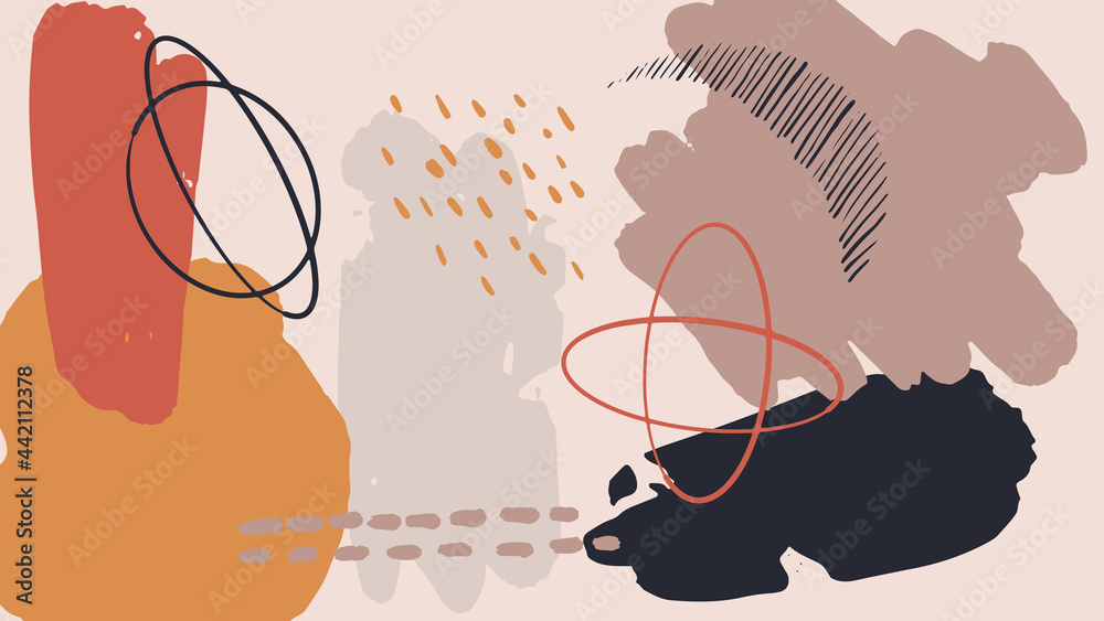 Fototapeta premium Vector set of abstract creative backgrounds in minimal trendy style with copy space for text - design templates for social media stories. Brush stroke painted background vector. Perfect design art