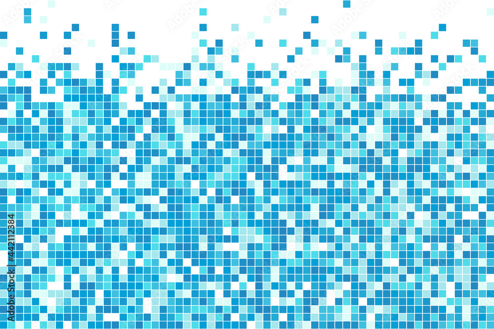 Abstract blue cyan winter mosaic background. Aqua blue colored square tiles. Pixel clean backdrop with copy space. Vector Abstract blue cyan winter mosaic background. Aqua blue colored square tiles. Pixel clean backdrop with copy space. Vector