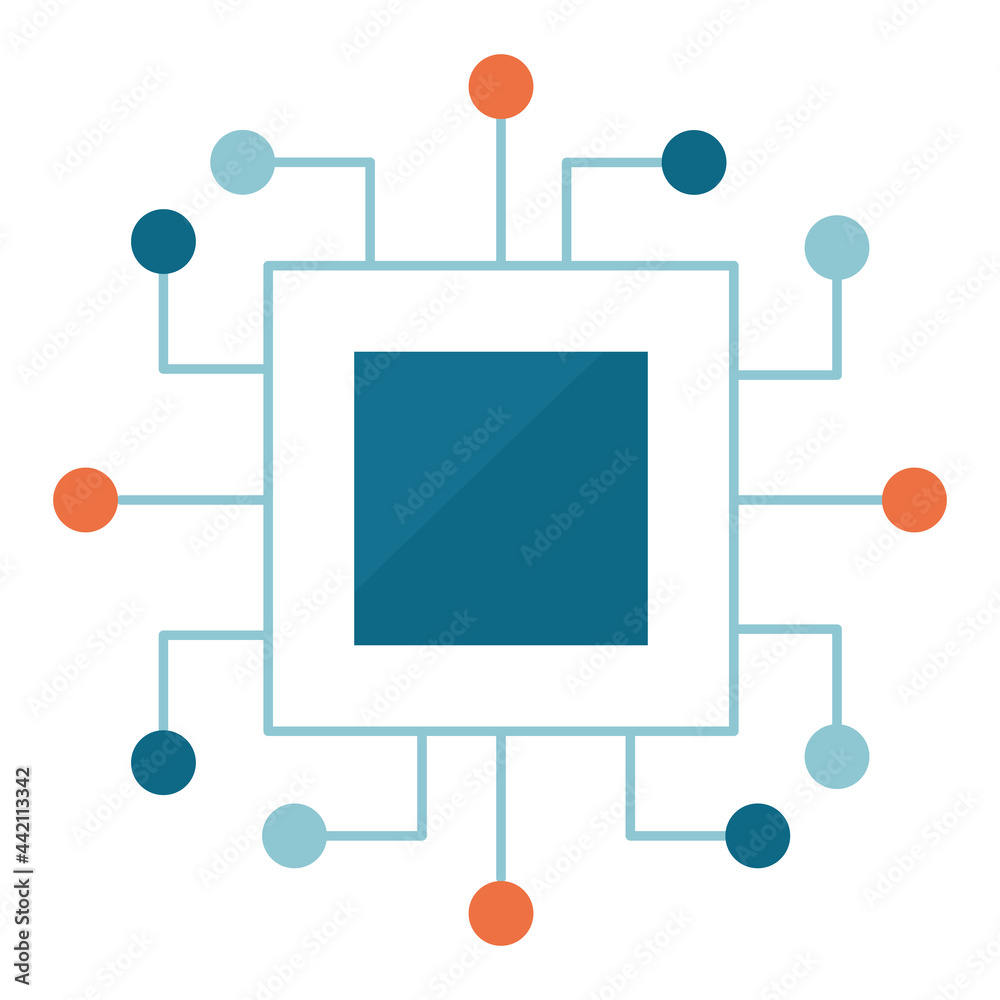 Computer processor microchip flat icon Computer processor microchip flat icon