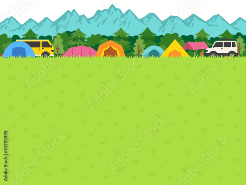 キャンプ場の背景イラスト
