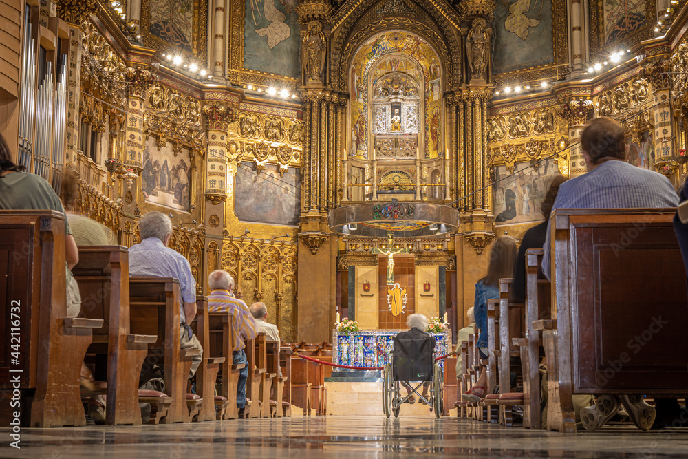 MONISTROL DE MONTSERRAT, SPAIN-JUNE 27, 2021: Interior of the dome of Basilica of Montserrat