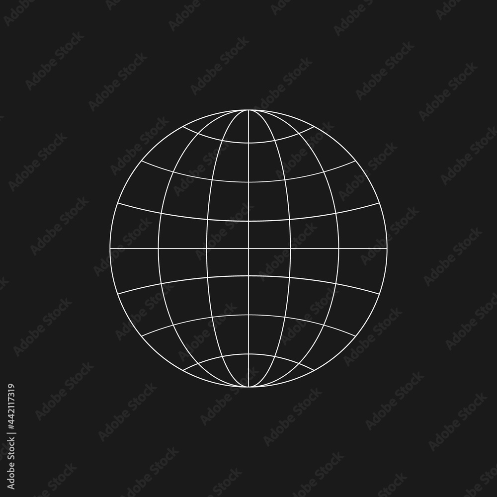 Retrofuturistic planet icon. Cyberpunk geometry of planet. Digital retro circle shape. Design element for poster, cover, merch in retrowave style. Vector Retrofuturistic planet icon. Cyberpunk geometry of planet. Digital retro circle shape. Design element for poster, cover, merch in retrowave style. Vector