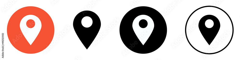 Location pin icon. Map pin place marker. Location icon. Map marker pointer icon set. GPS location symbol collection. Flat style - stock vector. Location pin icon. Map pin place marker. Location icon. Map marker pointer icon set. GPS location symbol collection. Flat style - stock vector.