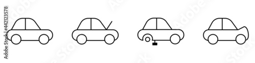 Auto service, car garage isolated icons set stock vector