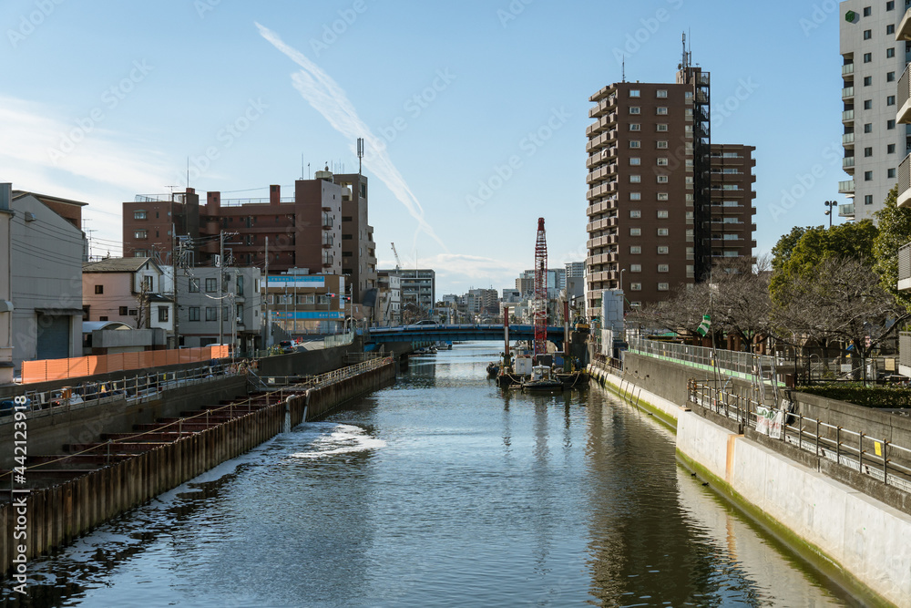 Obraz premium 東京の風景；大田区 呑川の風景