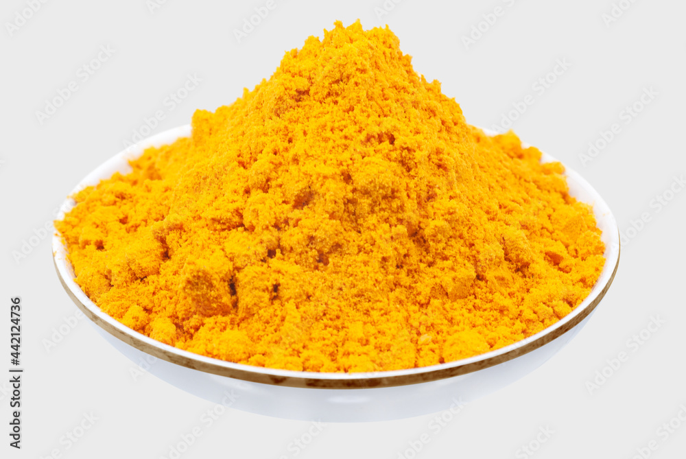Turmeric powder isolated on white background