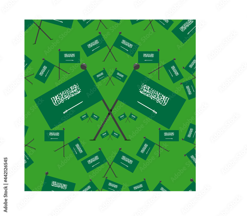 Vector Illustration of Pattern Saudi Arabia Flags and Green Colors Background. Vector Illustration of Pattern Saudi Arabia Flags and Green Colors Background.