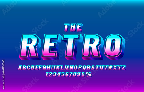 The Retro font set collection, letters and numbers symbol. Vector