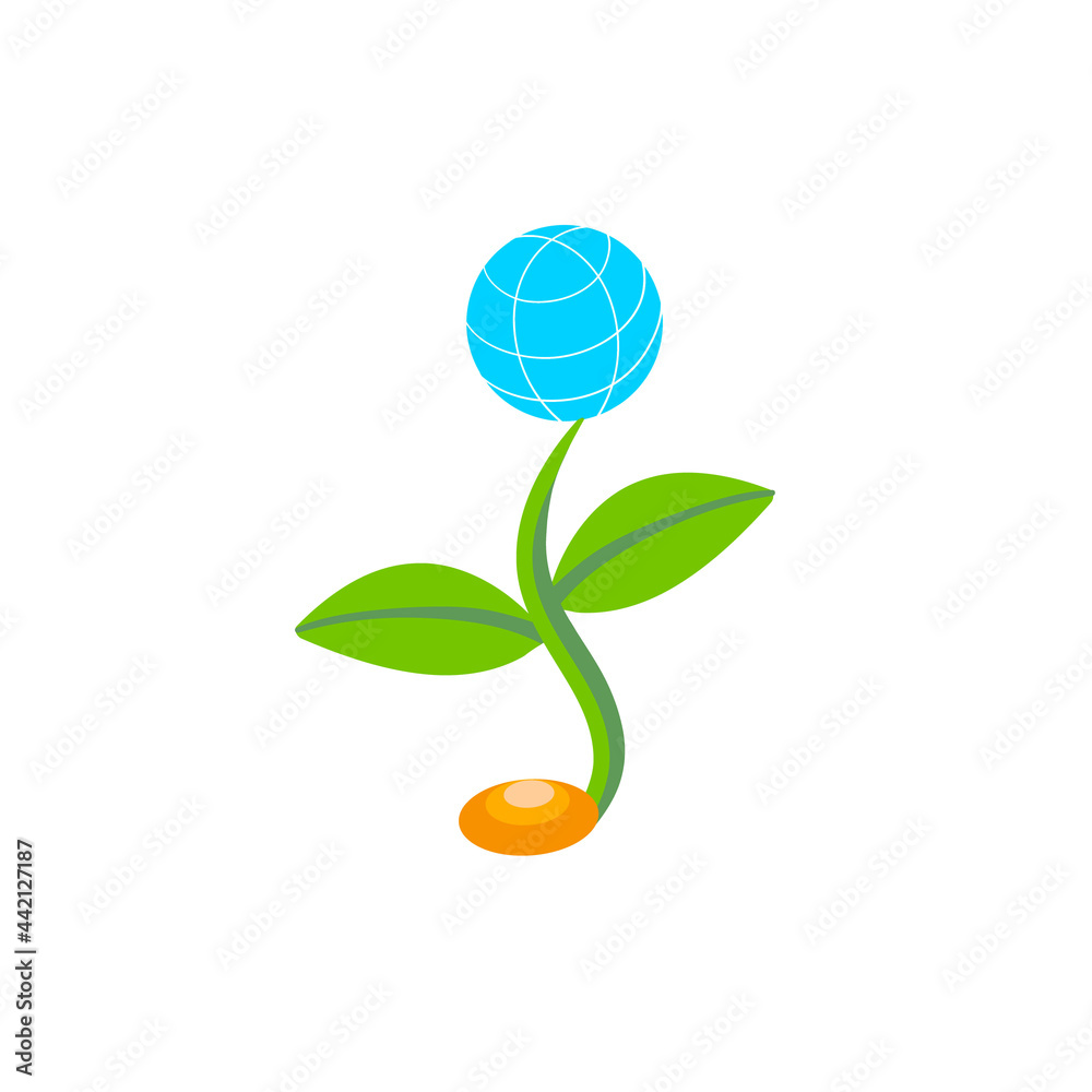 Save environment icon. plant sprout and globe earth environmental and ...