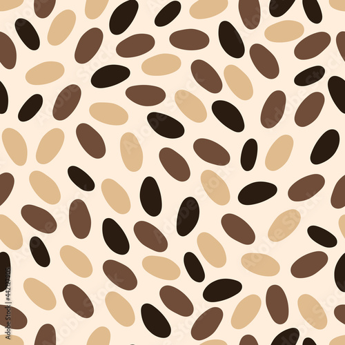 Coffee color hand drawn ovals seamless pattern