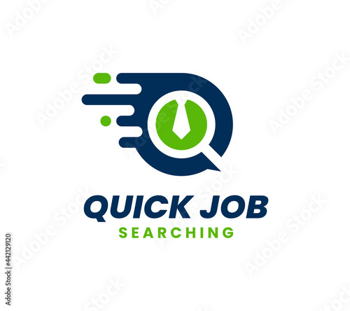 Quick Job Logo Template Design. Letter Q logo. Fast tie vector illustration