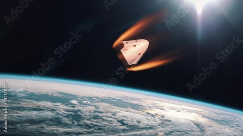 Space Capsule Reentry in Earth Atmosphere photo