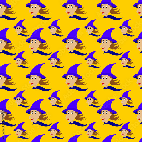 Halloween witch seamless pattern. Happy halloween vector illustration may be used for card, invitation, wallpaper, textile, fabric, wrapping
