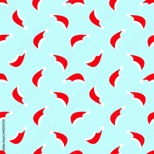 Christmas Santa Claus hats seamless pattern. Merry Christmas or Happy New year vector may be used for wallpaper, wrapping paper, cover, decoration, fabric, textile.