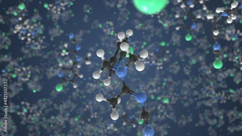 Molecule of acetamiprid, conceptual molecular model. Conceptual looping 3d animation photo