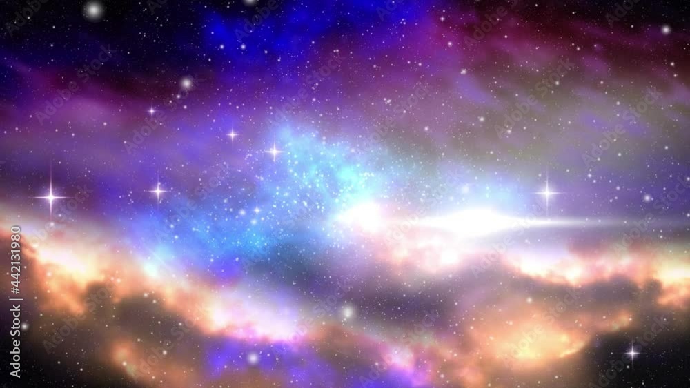 Animation of glowing stars over vibrant coloured clouds Animation of glowing stars over vibrant coloured clouds