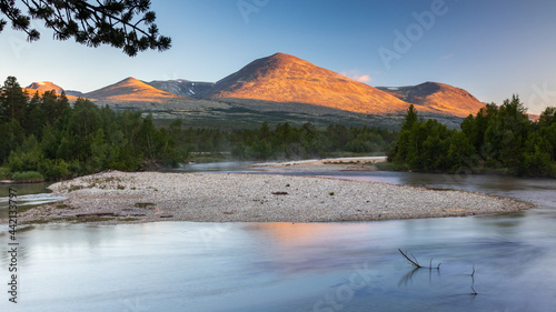 View of Rondane National Park, Norway, from the valley floor. photo