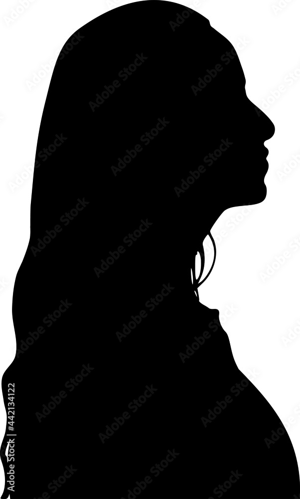 Silhouette of a woman's bust. Vector graphics