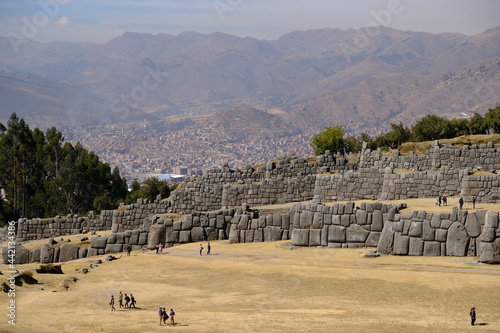 Peru Cusco - Panoramic view of Sacsayhuaman area with stonework - Saqsaywaman photo