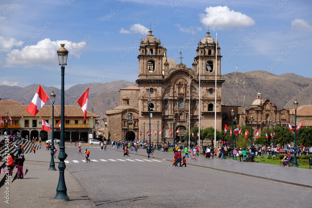 Peru Cusco - Plaza De Armas view to Church of the Society of Jesus