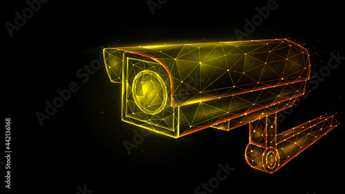 Vector polygonal illustration of security camera, cctv camera, video surveillance system.
