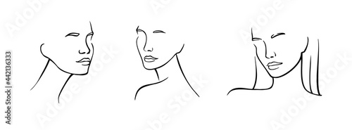 Face line art woman. Female portrait