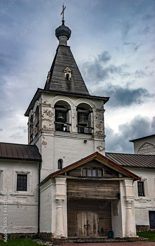 Bell tower in the Ferapontov monastery, Vologda region, Russia. XVII century