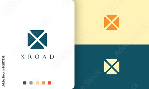 letter x logo in white space and modern style