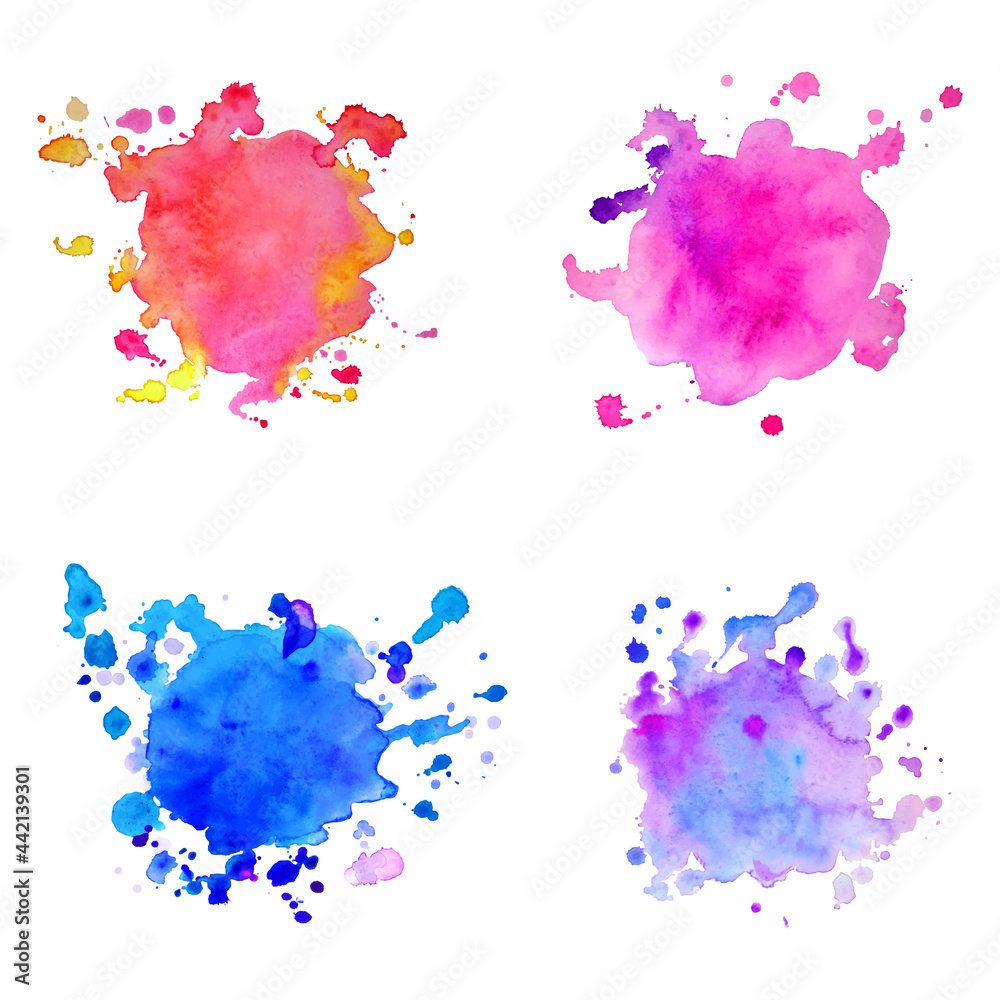 Abstract isolated colorful vector watercolor stain.