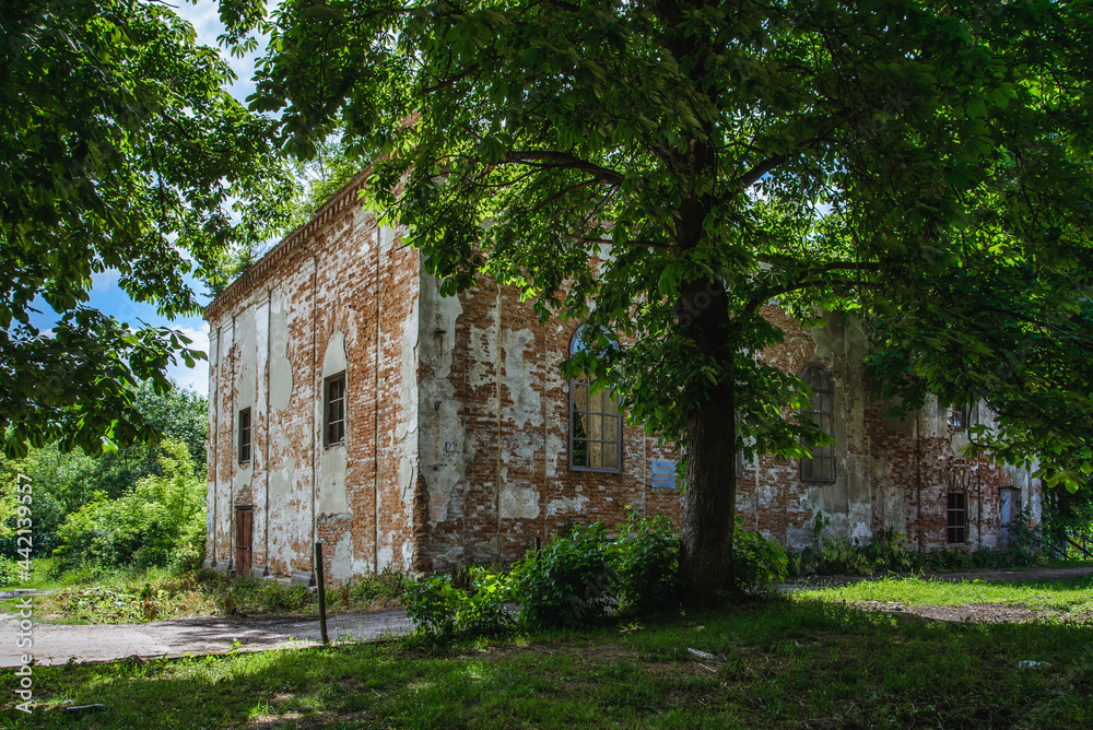 Olesko, Ukraine - June, 2021: Olesko Synagogue Ruins Olesko, Ukraine - June, 2021: Olesko Synagogue Ruins