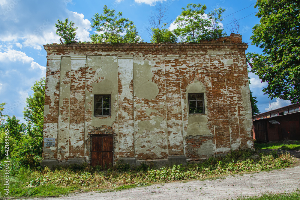 Olesko, Ukraine - June, 2021: Olesko Synagogue Ruins Olesko, Ukraine - June, 2021: Olesko Synagogue Ruins