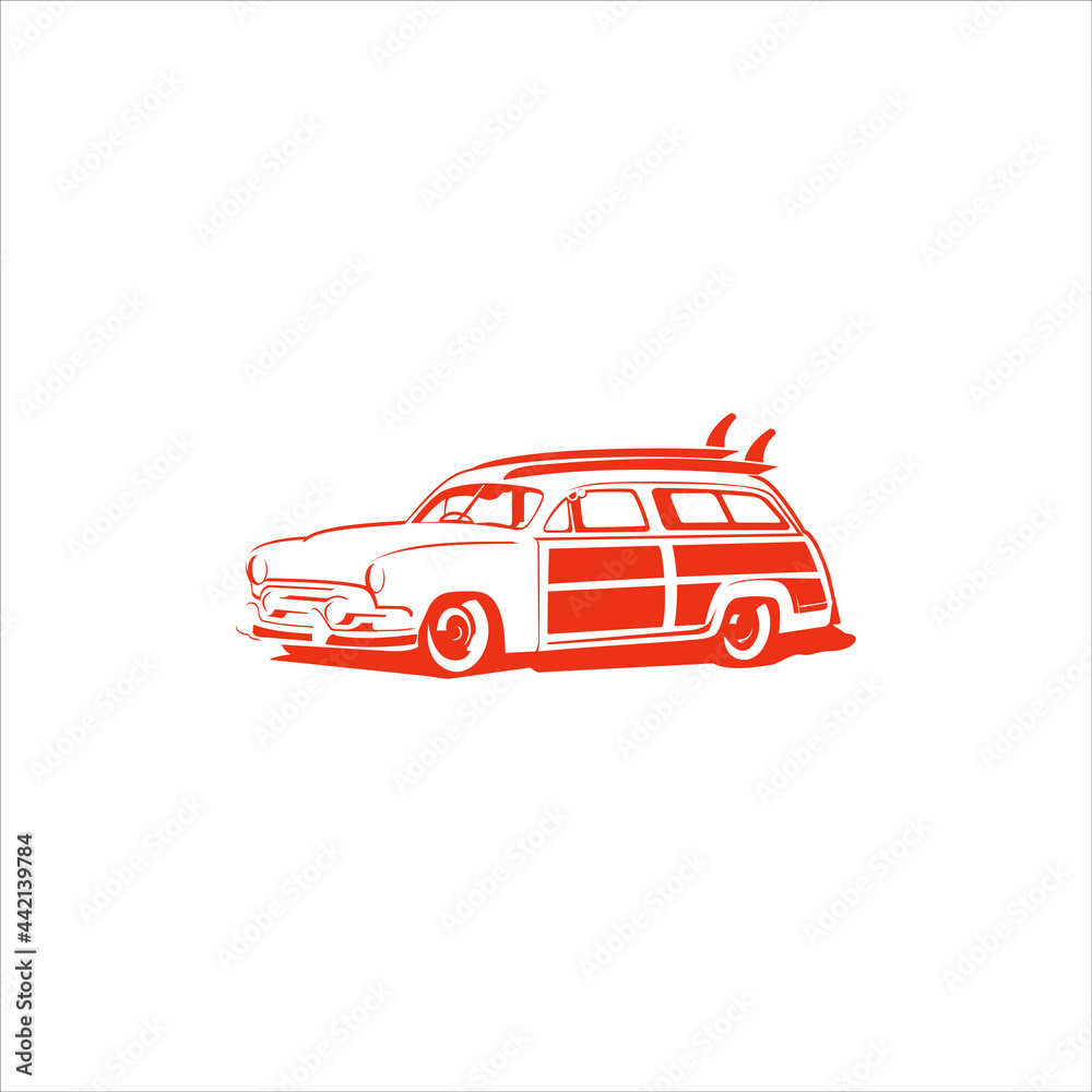 Woody surf wagon illustration Woody Wagon vector Images logo design inspiration