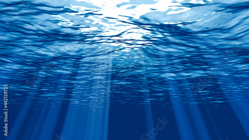 3D Animation Underwater of ocean waves.