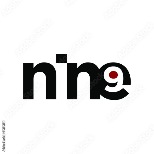 Typography of word nine with black color and little red color.