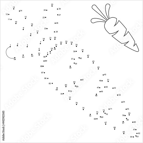 Carrot Icon Connect The Dots, Food Icon, Vegetable Icon, Puzzle Containing A Sequence Of Numbered Dots