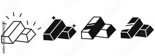 Set of gold bar icons. Business Trading Finance. Gold bars or ingot. Vector illustration.