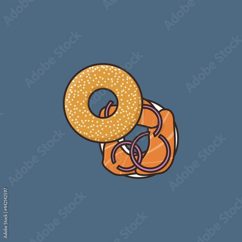 Bagel with creamcheese and lox vector illustration for Have A Bagel Day on December 11 photo