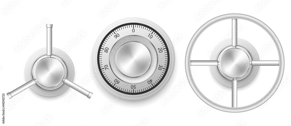 Safe combination lock. Security Concept. Metal Steel Lock For Safety And Privacy. Protection Concept isolated on white background. Vector illustration.