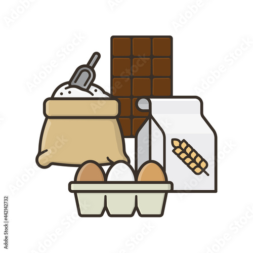 Baking ingredients for cookie dough isolated vector illustration for Bake Cookies Day on December 18