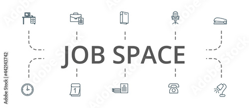 Job Space icon set. Contains editable icons theme such as book  calendar  documents and more.