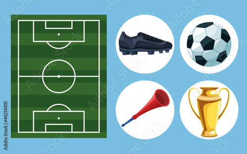 five soccer icons
