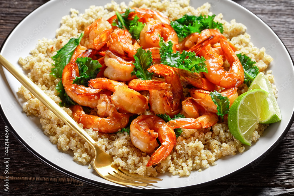 grilled spicy prawns with kale quinoa salad grilled spicy prawns with kale quinoa salad