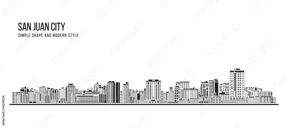 Cityscape Building Abstract Simple shape and modern style art Vector design -  San Juan city
