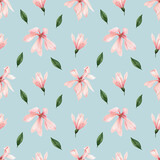 Watercolor pattern with magnolias