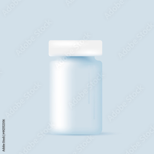 A jar of pills. Pharmaceutical drugs package.