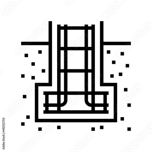 reinforcement in foundation line icon vector. reinforcement in foundation sign. isolated contour symbol black illustration