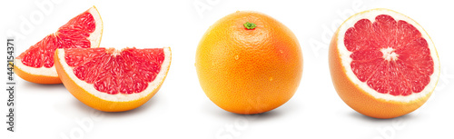 cut of grapefruit isolated on white background. clipping path
